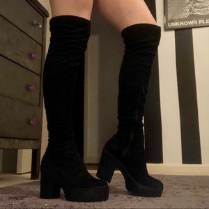 Knee High chunky platform boots